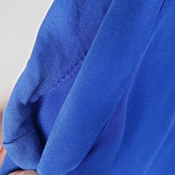 Rebecca Minkoff Silk Blouse Royal Blue Sleeveless Pleat Back Womens Size Small - Picture 7 of 10